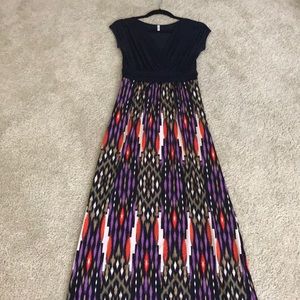 Marked down!  Navy blue and print maxi dress